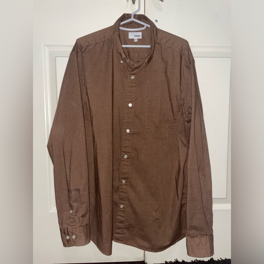 Brown button down dress shirt